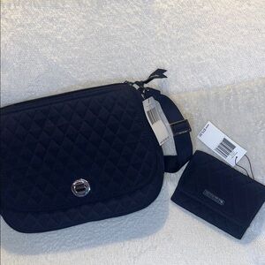 Vera Bradley navy  Saddle cross body  Bag and Wallet Set